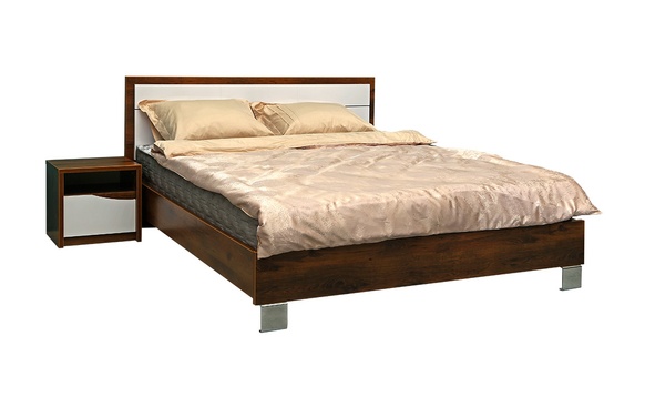 Кровать двойная Монако с металлическими опорами (П528.14) | белый глянец / дуб саттер