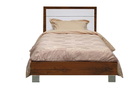Кровать одинарная Монако с металлическими опорами (П528.31) | белый глянец / дуб саттер
