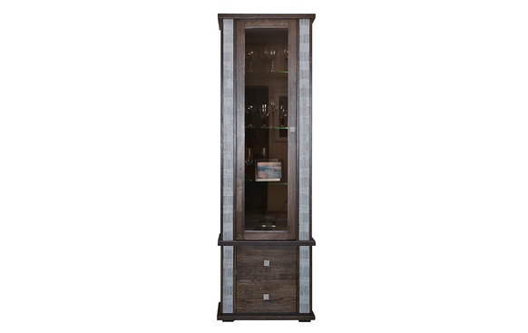 Шкаф с витриной Тунис (П343.19Ш) | венге с серебром
