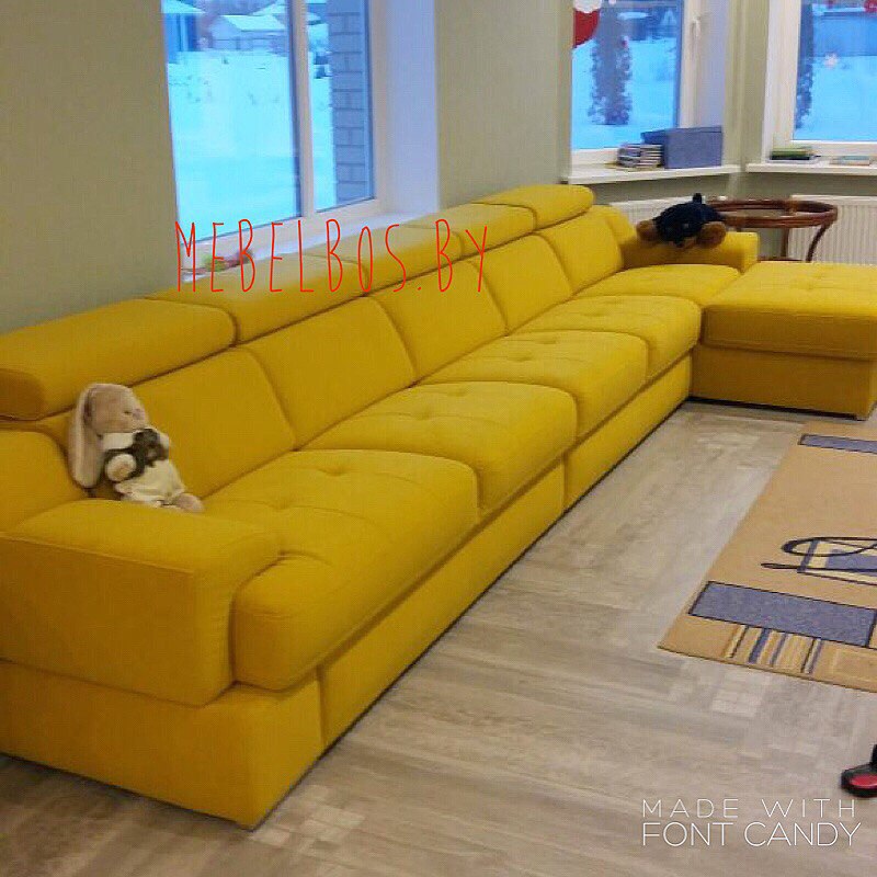 Угловой диван Belluno в желтой ткани